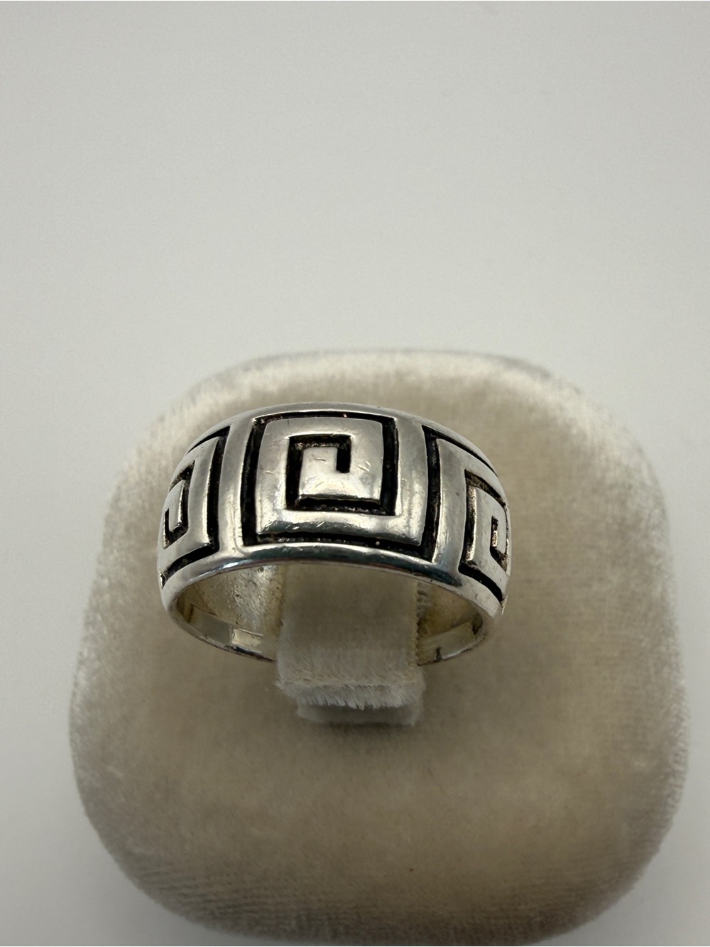 925 Sterling Silver Greek Key Meander Band Ring Size 7.5